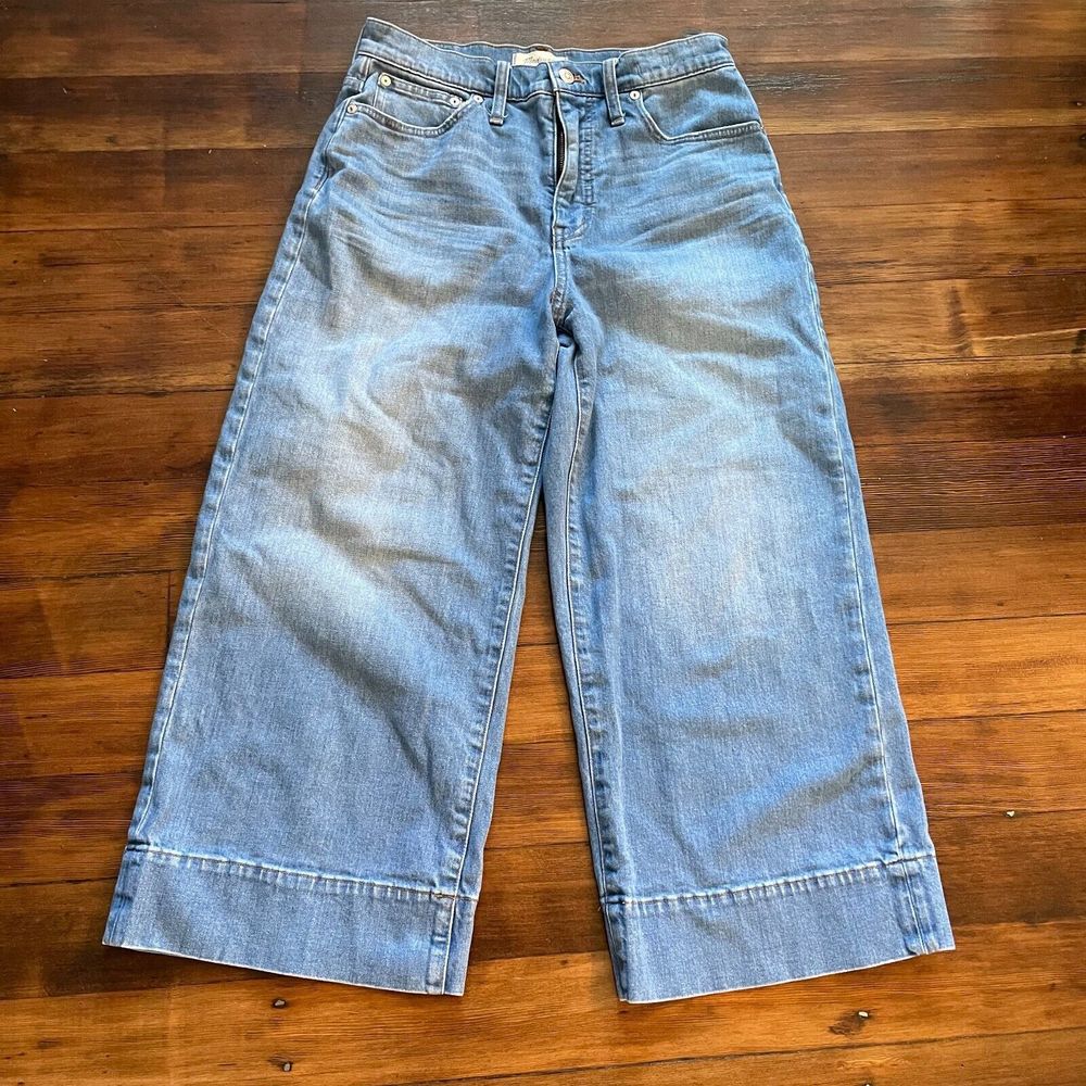 Madewell Wide Leg Crop Jeans Denim Delancey Wash Size 29